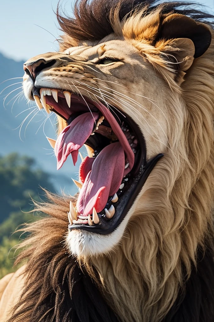 Lion roaring 