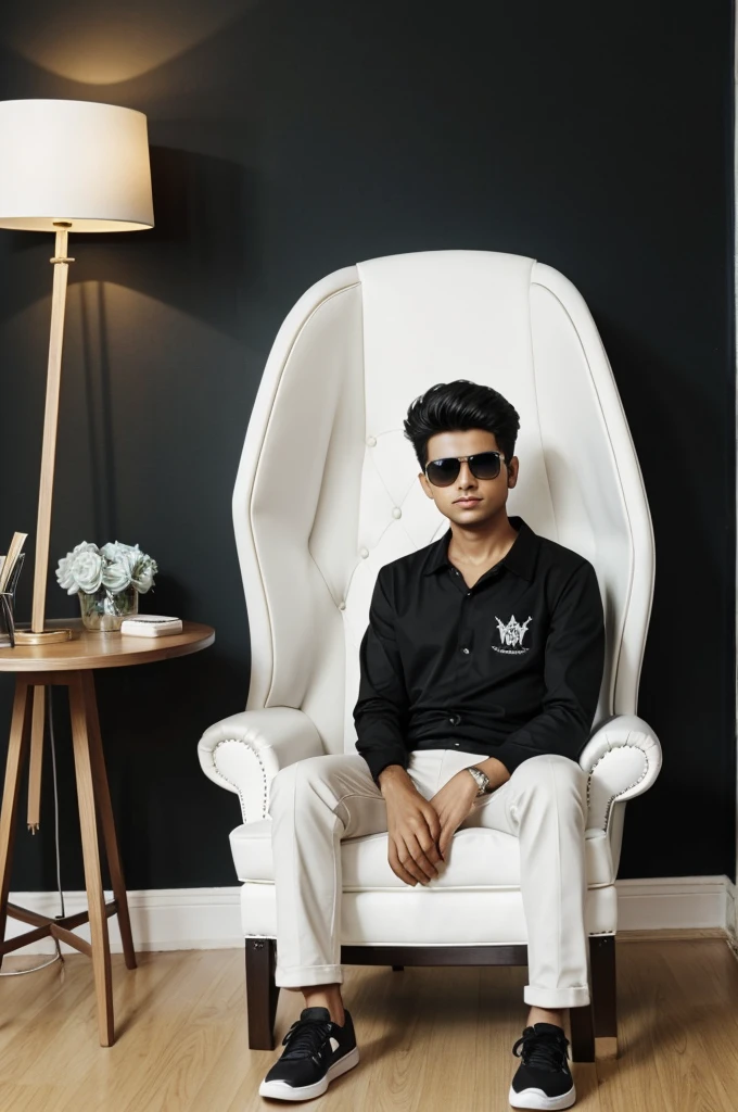 N
Heading
Prompt-1
Create a 3D illusion for a picture where a boy 25 years in a black shirt sits casually on a Wingback Chair. Wearing sneakers, and sunglasses, he looks ahead. The background features "Md Miraj" in big and capital white fonts on the black wall. There should not be his shadow, and there are wings to make it appear as if he is an angel.