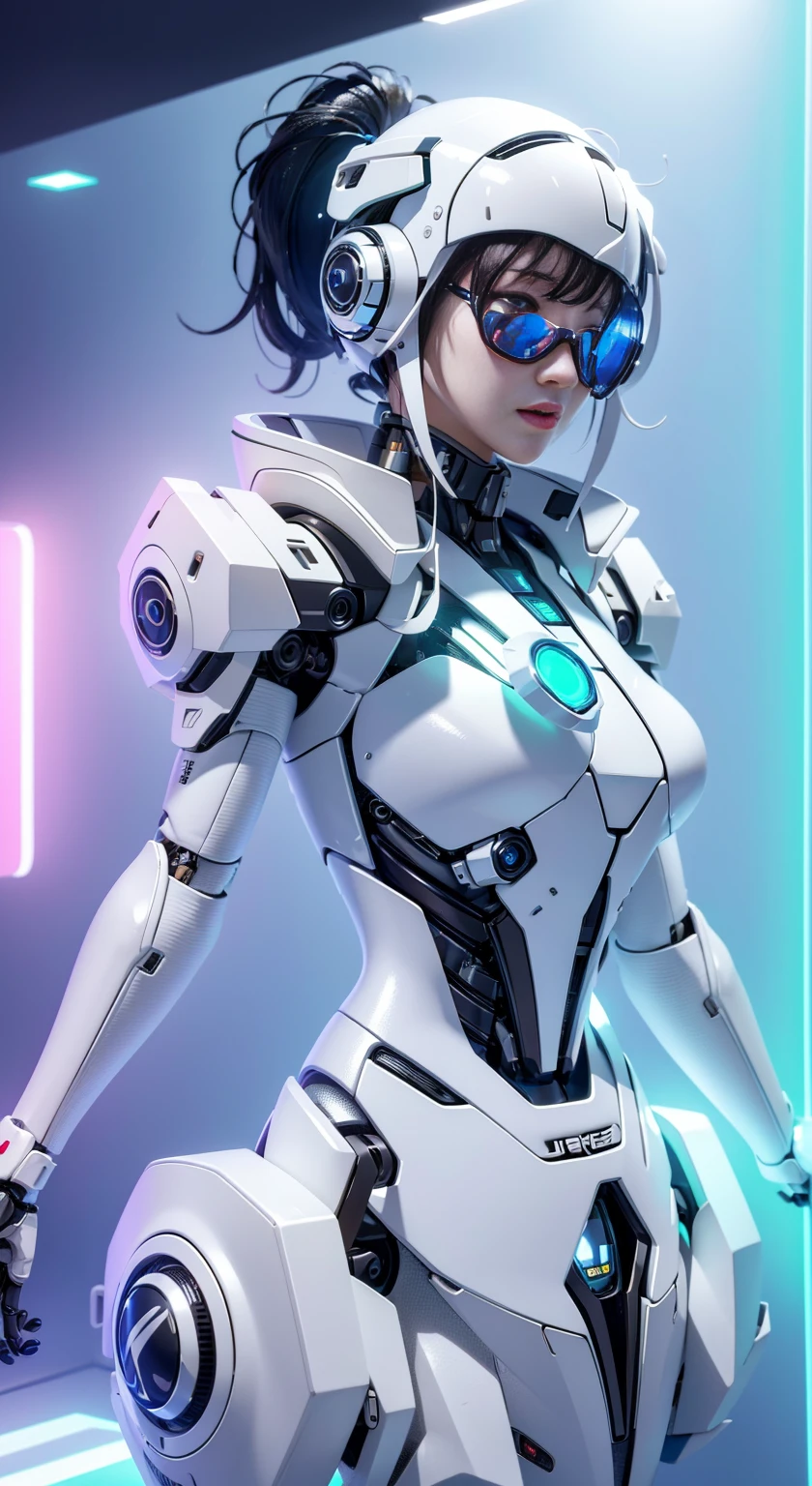 Jay super details, High Detail, high quality, best quality, High resolution,1 female robot,Beautiful female robot,beautiful clear face(Rain waves_haneame:1.5), , (Blind box toy styles:1.2), (full-body shot) , 1 Transparent Girl,Transparent mecha, Exquisite helmet:1.2, Phosphorescent goggles:1.2, cyberpunk, dreamy light, bright neon light, Clean, White background, ( Full-area lighting, Ray tracing, north african trade zone, Unreal rendering,Reasonable design, high detail, On the table, best quality, Ultra high quality, movie lighting)