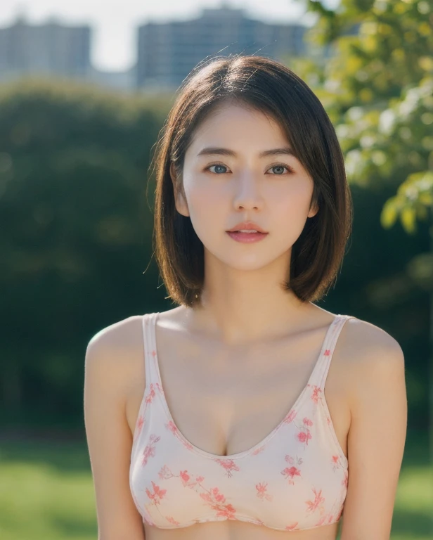 (((Breasts so big that they almost burst:1.5)))、(highest quality、Tabletop、8k、Best image quality、Award-winning works)、One beautiful woman、(20-year-old:1.5)、(alone:1.1)、Perfect beautiful composition、(Exactly:1.1)、Upper Body、(Accentuate your body lines:1.1)、(Very short hair:1.1)、Slender body、(Smaller bikini:1.2)、Please look at me、(Blurred Background:1.1)、(Highly blurred and precise city park background:1.1)、Standing Elegantly、Droopy eyes、Natural Makeup、Ultra-high definition beauty face、Ultra HD Hair、(Ultra High Resolution Perfect Eyes:1.1)、(Ultra high resolution shiny white skin:1.1)、Ultra-high quality glossy lips、(Accurate anatomy:1.1)、(very bright and vivid:1.2)
