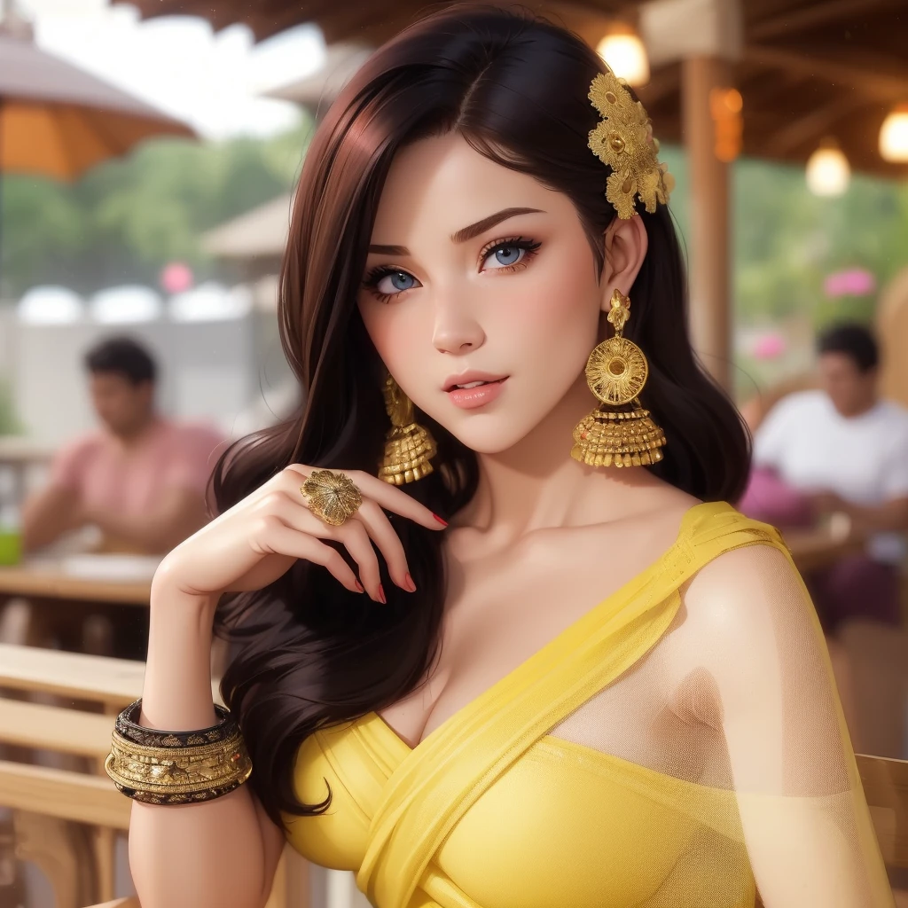 (best quality, ultra-detailed, photorealistic: 1.39), bright and vibrant colors, studio lighting, romantic expression, short red dress, undercut platinum bobcut blonde hair, small breasts, fit, muscular, short hair, mercenary