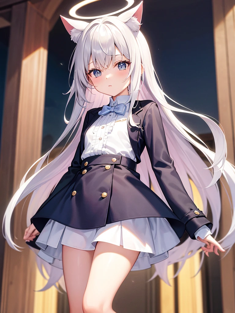 <lora:_sdxl-25D-Style-pony:1.1>  <lora:ChamFrierenPonyXL:1> Frieren,green eyes,white hair,long hair,twintails, earrings,small chest, flat?FrierenBase, white capelet, striped shirt, long sleeves, belt, white skirt, black pantyhose, Score_9, Score_8_up, Score_7_up, Score_6_up, Score_5_up, Score_4_up, BREAK,1girl in full growth, best quality, masterpiece, ultra-detailed, high quality,good quality,1 girl,(master piece,high resolution, ultra detailed,8K,16K),look at viewer