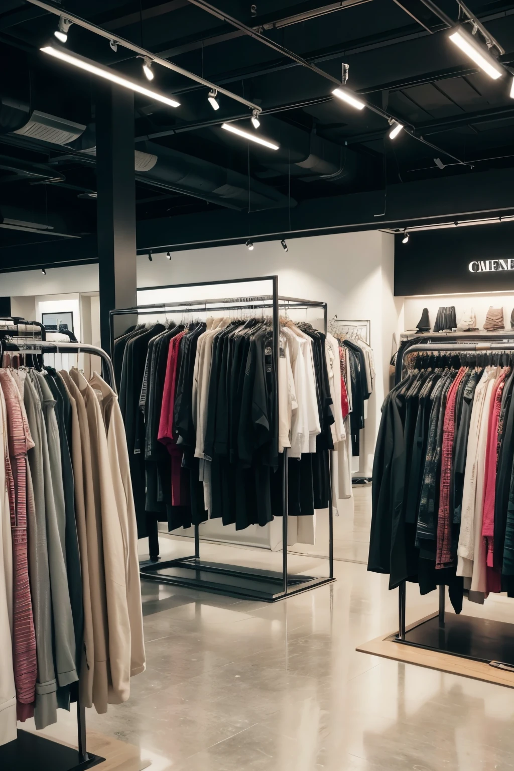 Create an image about a modern clothing store that is eye-catching but simple