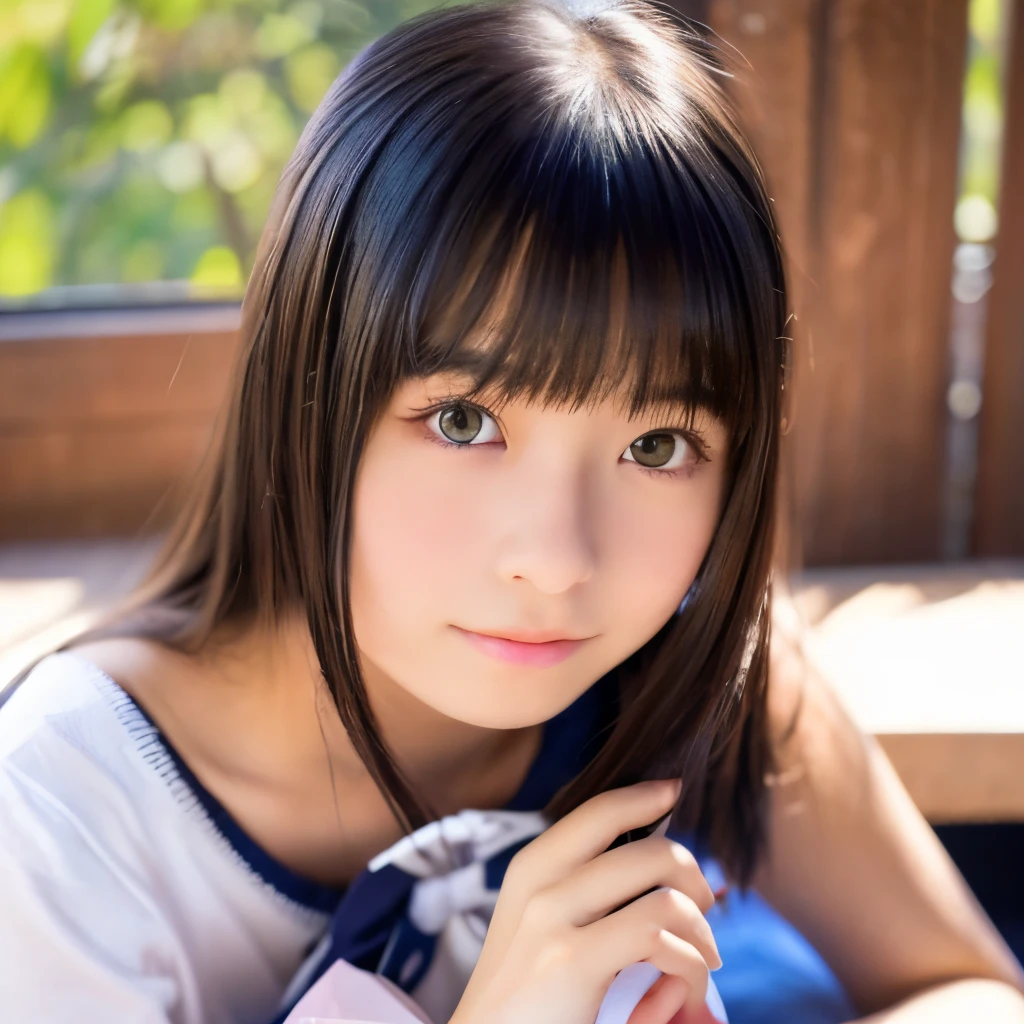 1 top quality girl　Very cute beauty　small, Bright Eyes　Shine, Shine肌　18-year-old, Black Hair　Clean and bright appearance, , and a cute　Beautiful Bangs　Big Breasts　School　high school　Nude Erotica　Blushed cheeks
