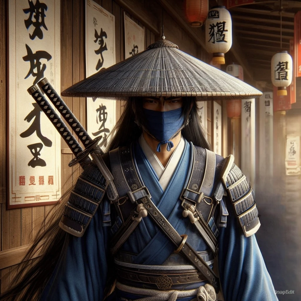 arafed asian man in a blue mask and blue mask holding two swords, samurai warrior, samurai style, japanese samurai, masamune, samurai portrait, epic samurai warrrior, japanese warrior, ancient japanese samurai, as samurai, urban samurai, masamune shiro, samurai, ronin, bio - mechanical ninja samurai