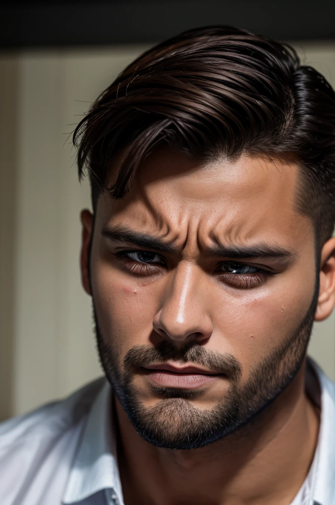 Handsome man crying