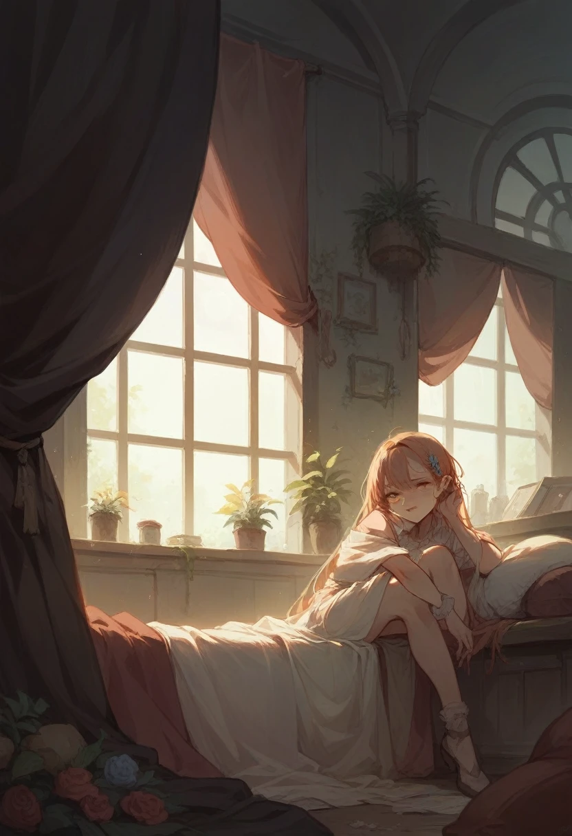get down on the bed，10-year-old girl，Crystal clear white stockings，delicate leg，White and tender skin,Shame covers his ass