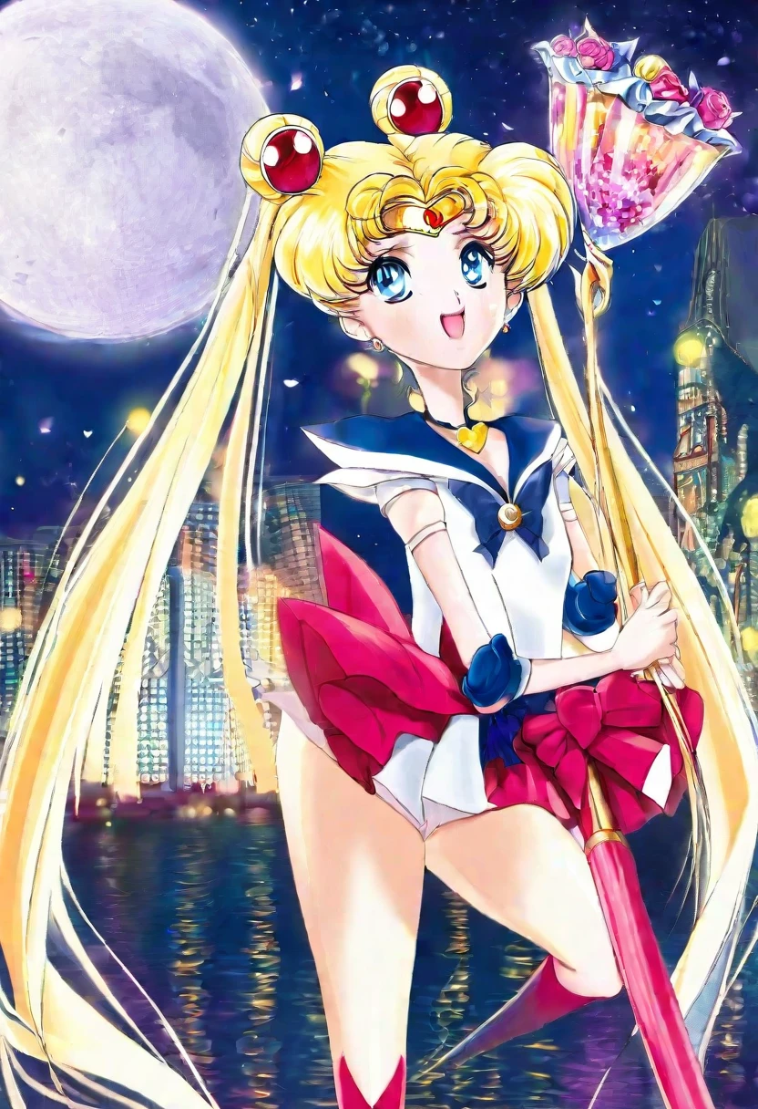 Beauty consultant by day　Works at a cabaret club at night　A beautiful woman who loves Disney celebrates her birthday by receiving a champagne tower while dressed as Sailor Moon.