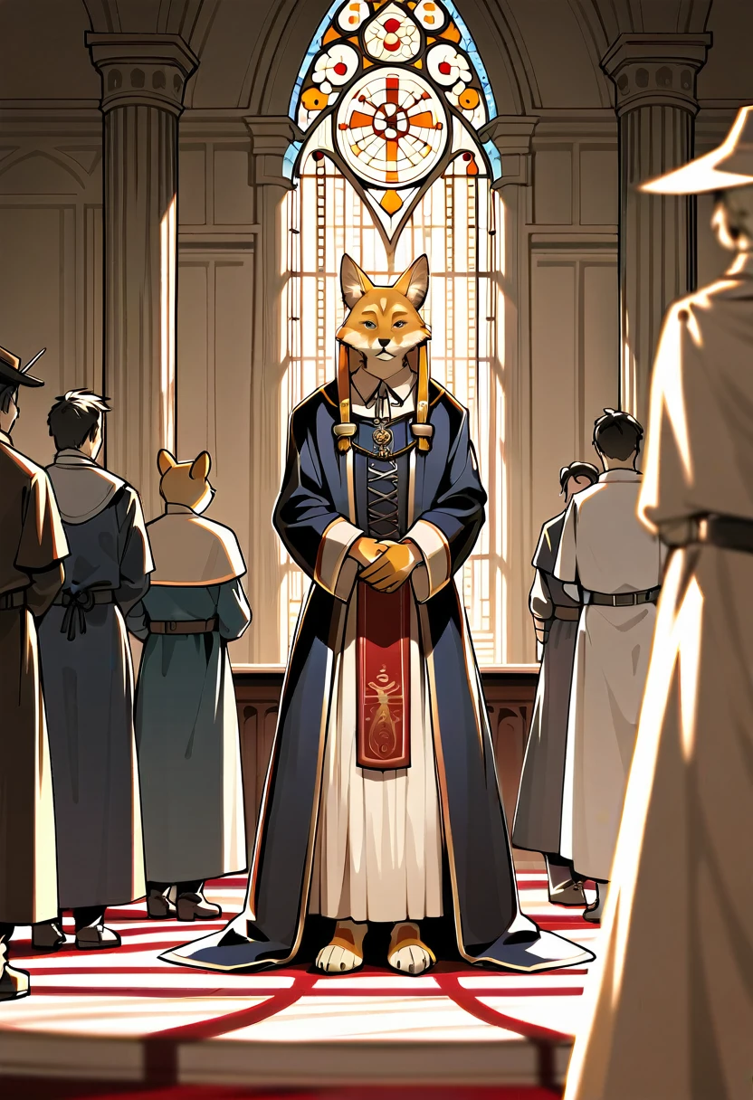 dynamic angle, top quality, best quality, High-quality illustrations, masterpiece, super high resolution, detailed background, detailed background, alchemist, medieval Europe, chandelle, group shot:0.1, boys, girls, absurdres(highly detailed beautiful face and eyes)perfect anatomy, expression, good lighting, cinematic shadow(kemono, furry anthro),