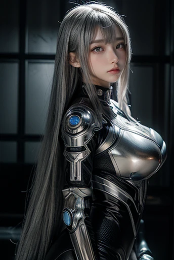 Cyber Angel,Mechanical Wing,{{sfアーマー}},Cyber Suit,cyber punk,sf,Cyber Battle Armor,Battle Dress,uniform,pants,黒いuniform,whole body,height: 168cm,almond shape eyes,{{{{{Silver Eyes}}}}},{{{{{Blunt bangs}}}}},(Slanted Eyes},{{whole body},{{{1 Girl}}}, Long Hair, Straight hair,{{{{Silver Hair}}}},{{{tsurime}}},30 years old,{Medium Chest},{{Bush}},Silver Eyes,{{{masterpiece}}}, {{{Highest quality}}}, {{Very detailedな}}, {shape}, {{Very delicate and beautiful}},Very detailed,Detailed perfection,Detailed Hyper,Abundant thighs,Big Ass,Black clothes