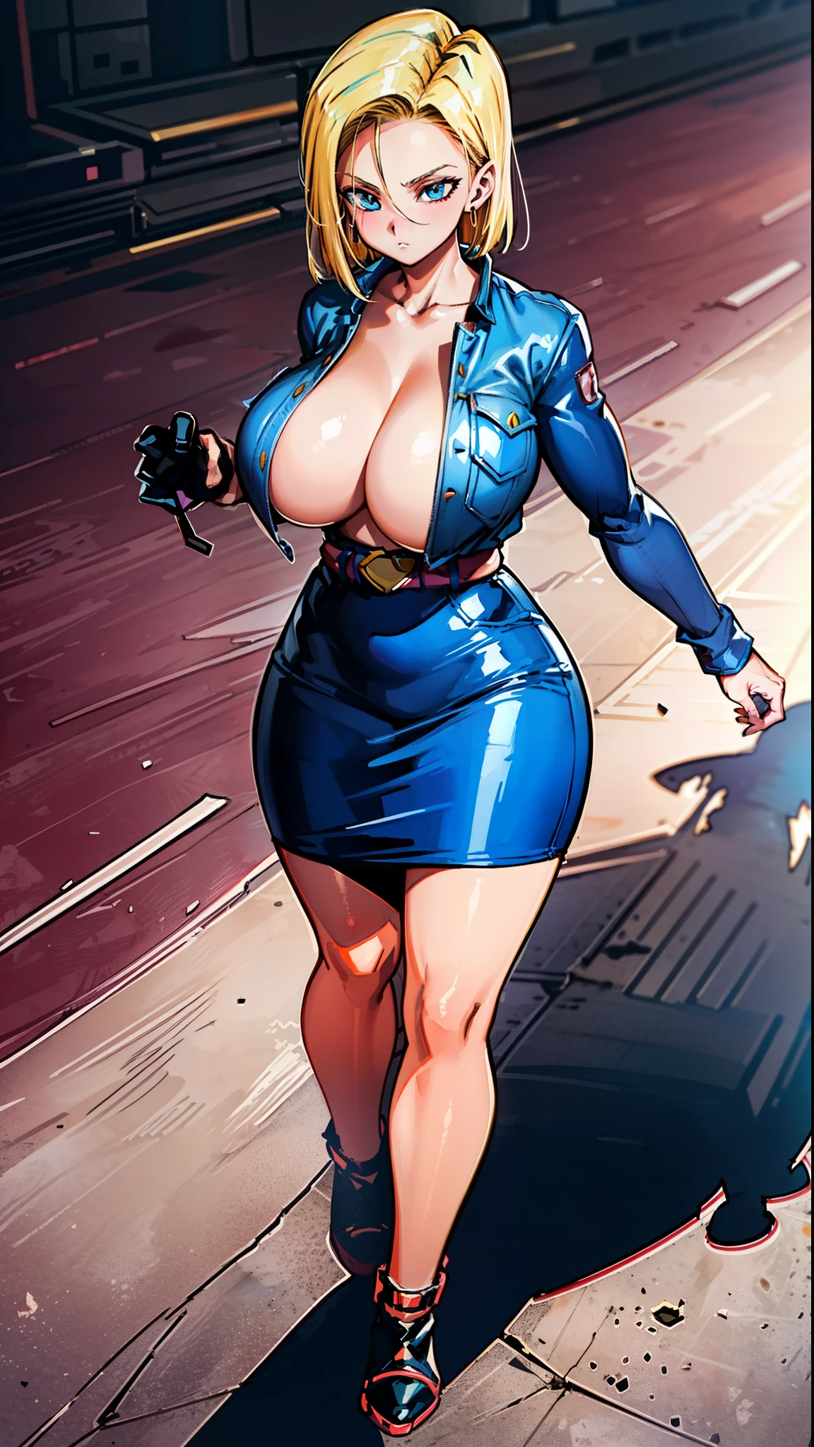 supergirl, pureerosface_v1, sticker of a girl from dc comic, full body, Kim Jung gi, , (gigantic breasts breasts 1.6),soul, digital illustration, comic style, cyberpunk, perfect anatomy, centered, approaching perfection, dynamic, highly detailed, watercolor painting, artstation, concept art, smooth, sharp focus, illustration, art by Carne Griffiths and Wadim Kashin ,, (masterpiece, best quality, ultra-detailed, best shadow),, In the style of Neon Genesis Evangelion, you find yourself standing on a desolate, post - apocalyptic wasteland, as the distant ruins of a massive city loom on the horizon. The sky is filled with ominous clouds, as a massive creature towers in the distance, huge breast, gigantic , titsnipples, curvy, thicc