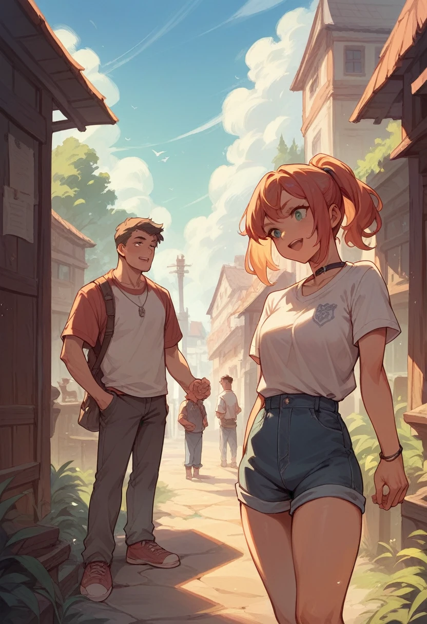 Detailed, best quality, group of people, 2 girls and 3 boys,  