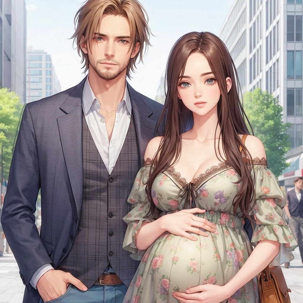A man and a pregnant woman