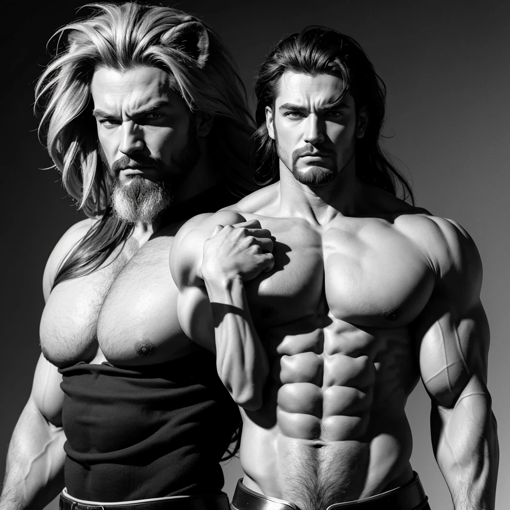 ((best quality)), ((masterpiece)), (detailed), 1girl, off-shoulder sweater, "Create an image for the thumbnail that shows Hercules, extremely muscular and with a serious expression, demonstrating all his strength. He must be firmly holding the head of a lion, symbolizing his conquest over the Nemean Lion. The background must be in tones of black and gray with a subtle gradient to highlight the hero and convey an epic and powerful atmosphere."