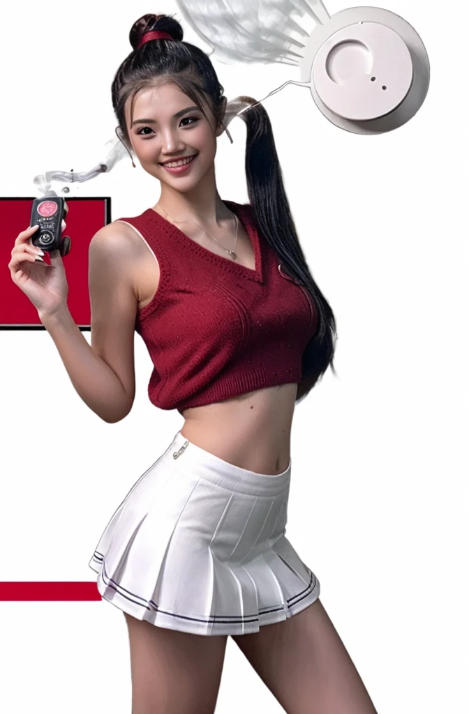 DV_s2_Libby_Vicious (Ponytail:1.4) ((red theme, red backdrop:1.4)) (remote image, Whole body image:1.4) wears a, ;wears a (black sweater:1.4) 35 mm., F/2.8 ((focus photo, DOF, Aperture, detailsอย่างบ้าคลั่งและซับซ้อน, beautiful superstar girl character, elegant, There is a solemn, quiet look., adorn, beautiful, Exotic, reveal, Attractive, charming, voluptuous, lust, passion, problems, enthusiastic, big breasts, Very realistic, มีdetailsมาก, (charming girl with problems) (smile:1.4)(volumetric red smoke:1.3), (sharpness:1.3)(details:1.3) (remote imageทั้งตัว:1.4)