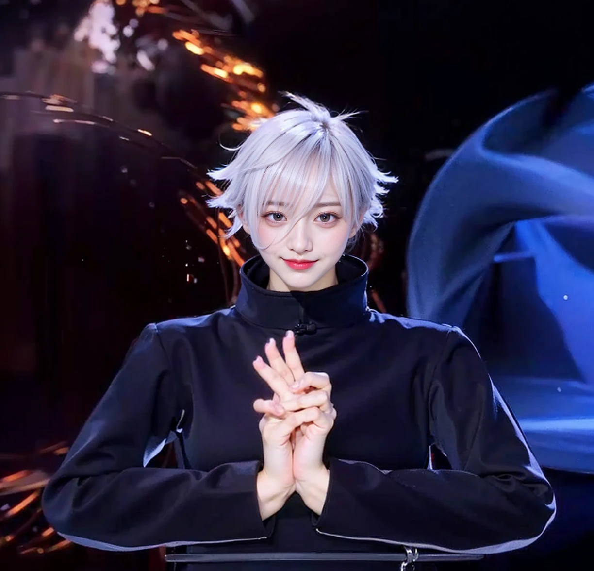 (8K、RAW Photos、Highest quality、masterpiece:1.2)、(Realistic、Realistic)、((Long cheongsam:1.2、Thin legs、whole body、View from the front、smile、Looking into the camera、Stand with hands on hips))、cute、((The background is slums))、Accurate Fingers