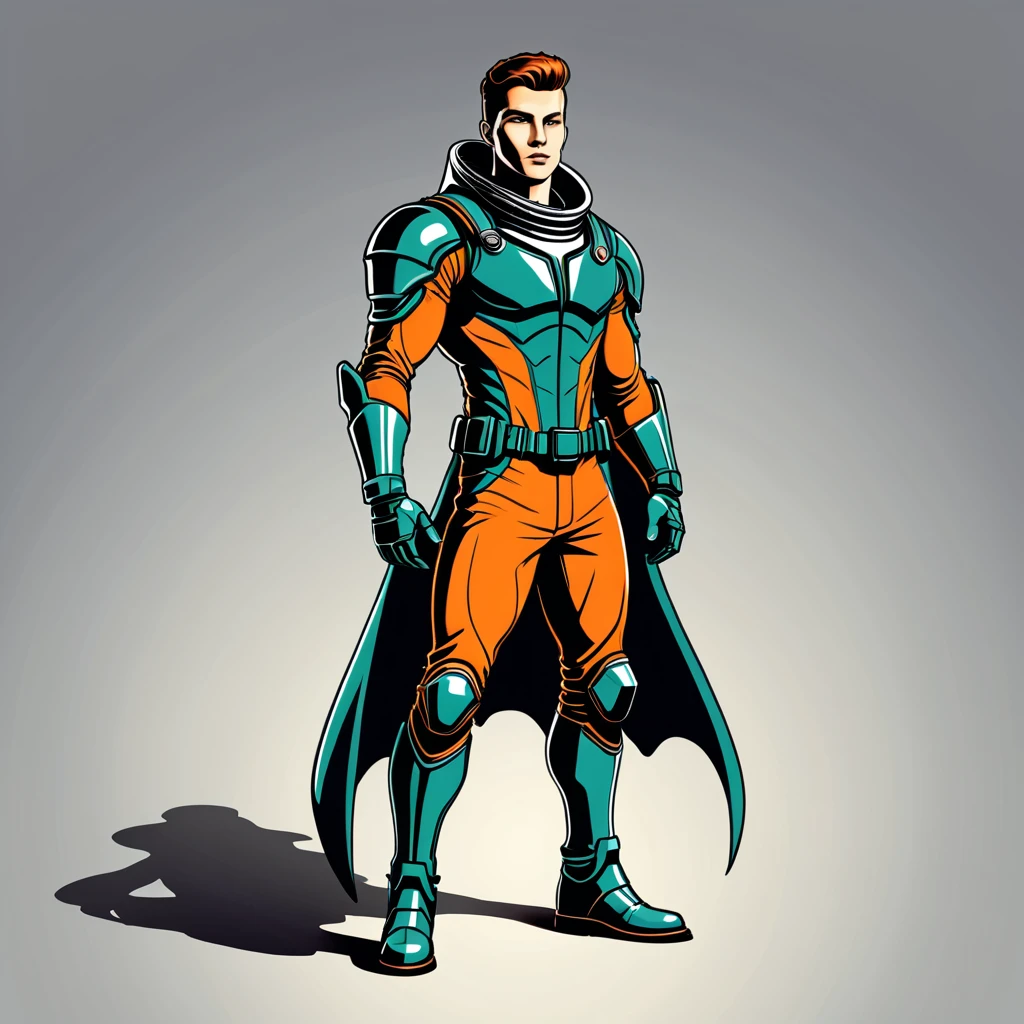 man in outfit from another planet, vector graphics, strong contours