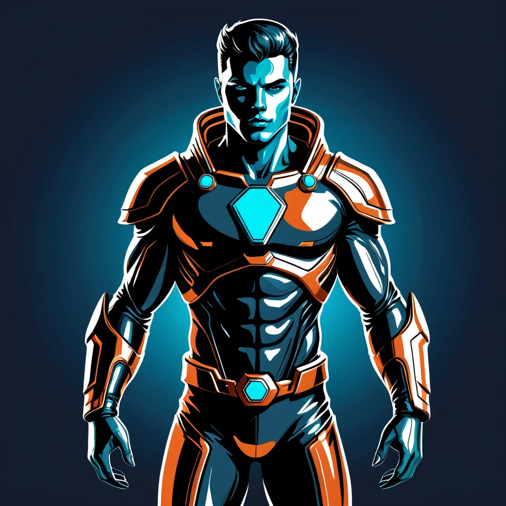 man in outfit from another planet, vector graphics, strong contours
