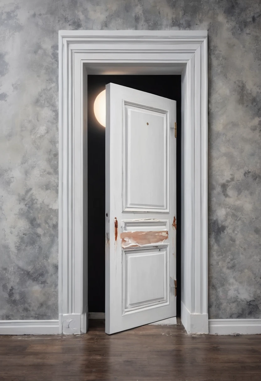 Optical Illusion, a solid white door, 3d painting with painting frame around the door, painting in the wall, white door, undetailed door, hand draw, 3D painting, reality, fantasy art, enhance, intricate, (best quality, masterpiece, Representative work, official art, Professional, 8k) The pains I feel while sleeping and wake me up at dawn, without sun, without anything, without sleep, except the pains, these pains, how can I have them and have my death in sleep? And have death with pain afterward how can it be, my Lord, the life I give in pledge does not pay me any wealth and in her sudden return, return with pain from Your hands, Lord. How can it be and how can I, this body, spinning in bed almost dead, orbiting alone, taking advantage of the space for all the individuality of its death: with pain, illness so great that it does not endure death, wakes up, gets up. Whatever the time: it is not now, it is early whether it is and even though it is dawn.
