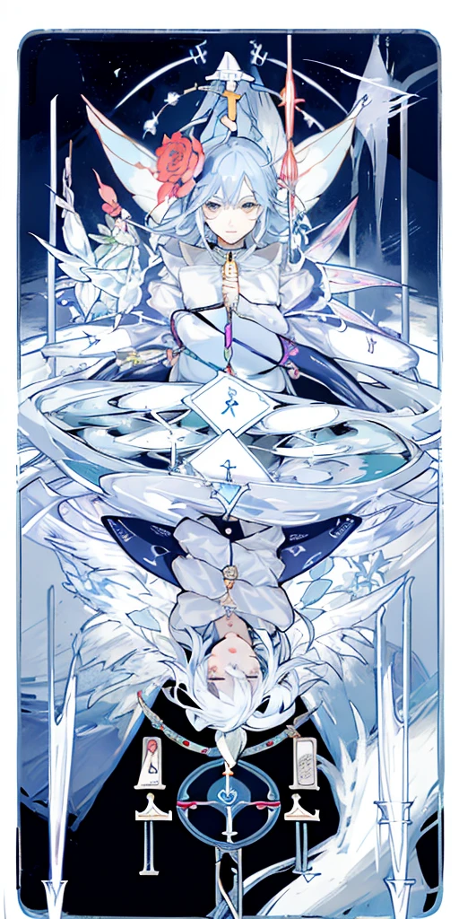 (golden ratio:1.2),(Doodle rose:1.2),(Fault color:1.3),[(White背景:1.4)::10], (whole body:1.2),(Super detailed:1.3),(Tarot:1.6),(magician (Tarot):1.6),

(paper:1.2),(Fairy:1.6),(Fairy wings:1.2),whole body, Standing in the air,(cool:1.2),(White长发),(Butterfly Hair Accessories),(flower hair accessories:1.0),((sandalwood,Locket)),(Colorful cocktail dress:1.0)+(loose sleeve jacket :1.3)+(Flowing colorful tassels and ribbons :1.2),(White:1.2),

(colorful ink paper flower grow on the face:1.2),(Colorful flower sea:1.3),

(Chaotic geometry image:1.3),(Negative space:0.8),(Board:1.3),

(Ether colorful ink flow:1.3)