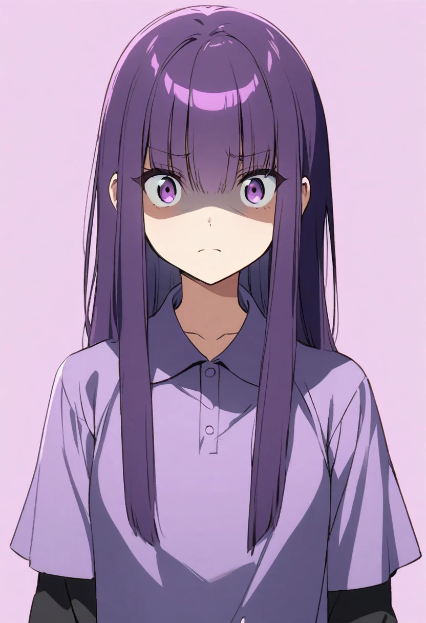 Straight-faced purple-haired anime girl