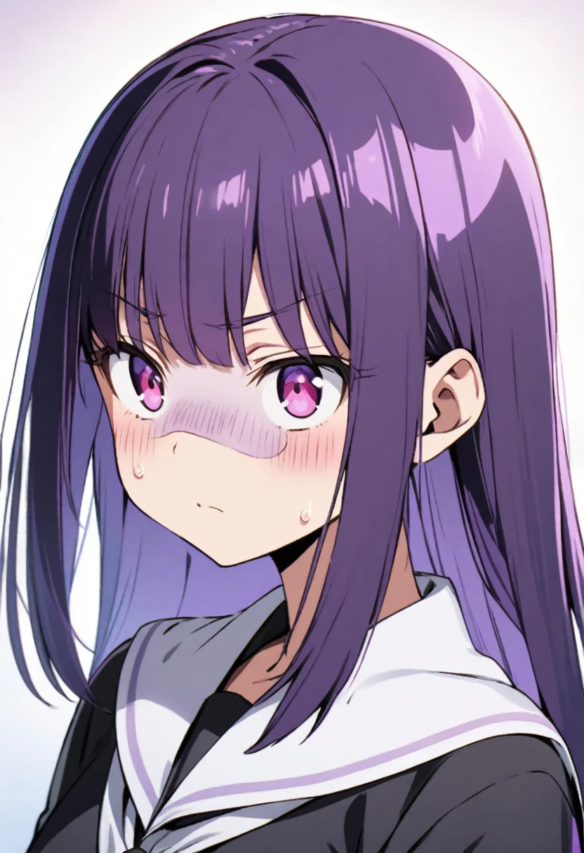 Straight-faced purple-haired anime girl