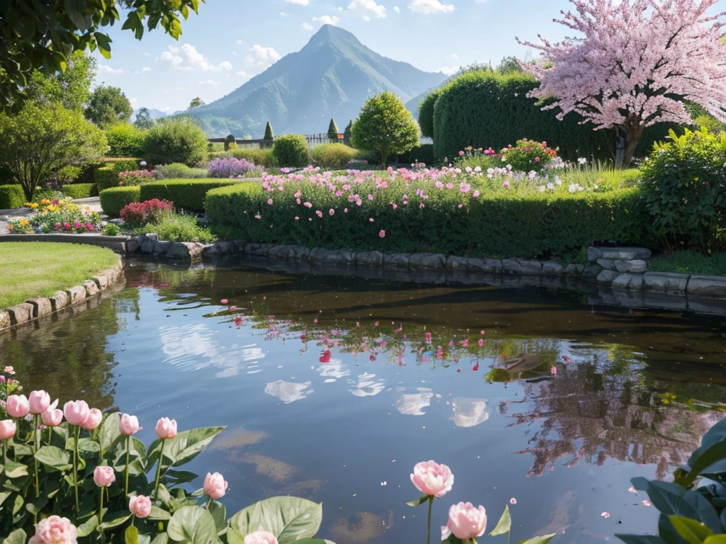8K HD画质,Realistic scenery, 粉红的Peach BlossomTree林森林重点是很多Peach Blossom风景照8K 画质,Best quality,masterpiece,HD,Super rich detail,detailed,Many Chinese lofts have large courtyards,The yard is full of flowers,It is a rich garden,There are roses in the garden,Moonflower,Jasmine,Peach Blossom,club,apricot,chrysanthemum,Peony,Lavender,Cherry blossoms,Pomegranate flowers, ETC,A wide variety of flowers,All flowers are planted in one garden,There is also river water in the garden,Creek,pond,lake,Lake,Rios,J,Everything in the same picture,Lifelike,The picture is very realistic,Very real,The vegetable garden was neat inside,There are mountains and water in the distance,sky sky,cloud,Tree。Country Road。Industrious people grow flowers,The picture is very warm,HD,The picture is realistic,Strong realism,The focus is on the garden castle as well as the river,Images are colorful,High contrast,There is only one scene,No split screen,Do not crop the image,Keep the picture rich and complete