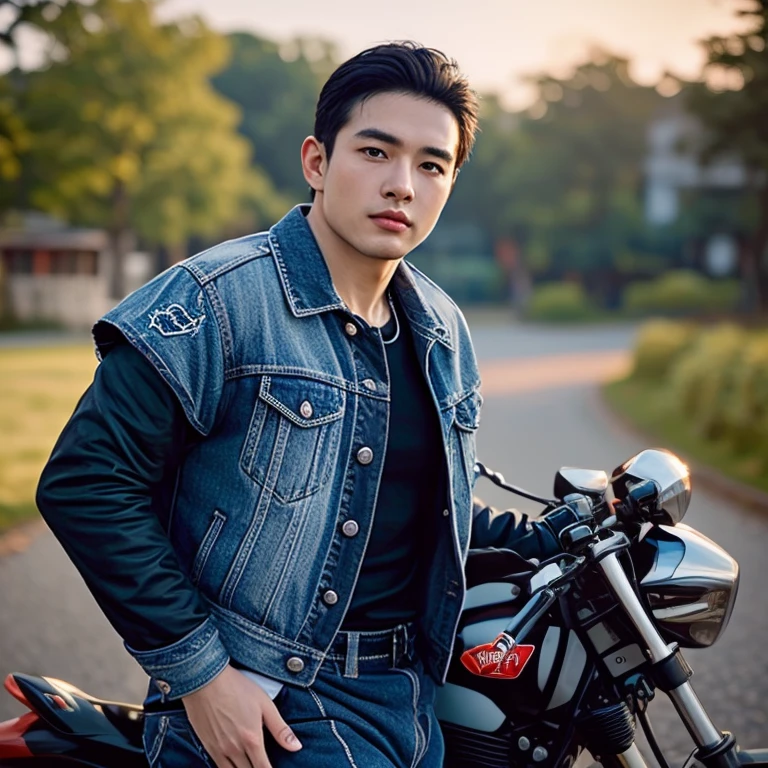 8k images, Shot with a high quality Fuji 45 camera., Pixels, best quality, Masterpiece:1.2), (realistic, photo-realistic: Southeast Asian men with round faces, Mohawk haircut, Open the aperture wide., professional lighting, Sony A7R4, 50 mm sitting lens. 2 Long-haired Southeast Asians with round faces, Warm light, black eyes,abdominal muscles, The body is beautiful and strong., (digital painting, HDR, high contrast), 3d, 8K, 45,000,000 pixcls,,
