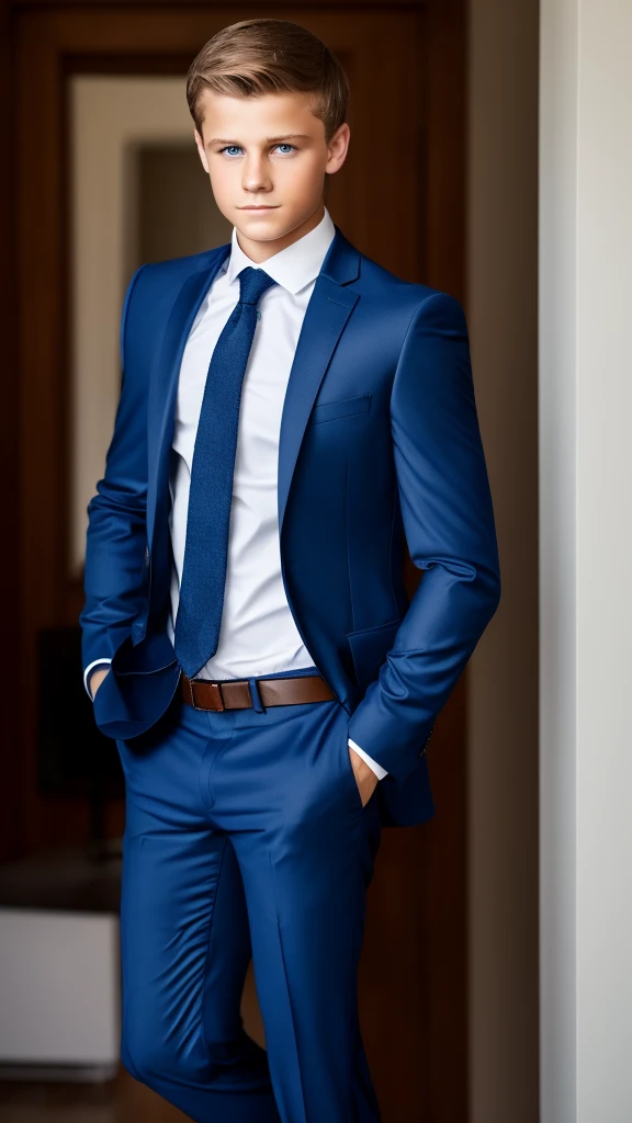 age boy with a suit blue eyes dark hair muscular ultra hd realistic 