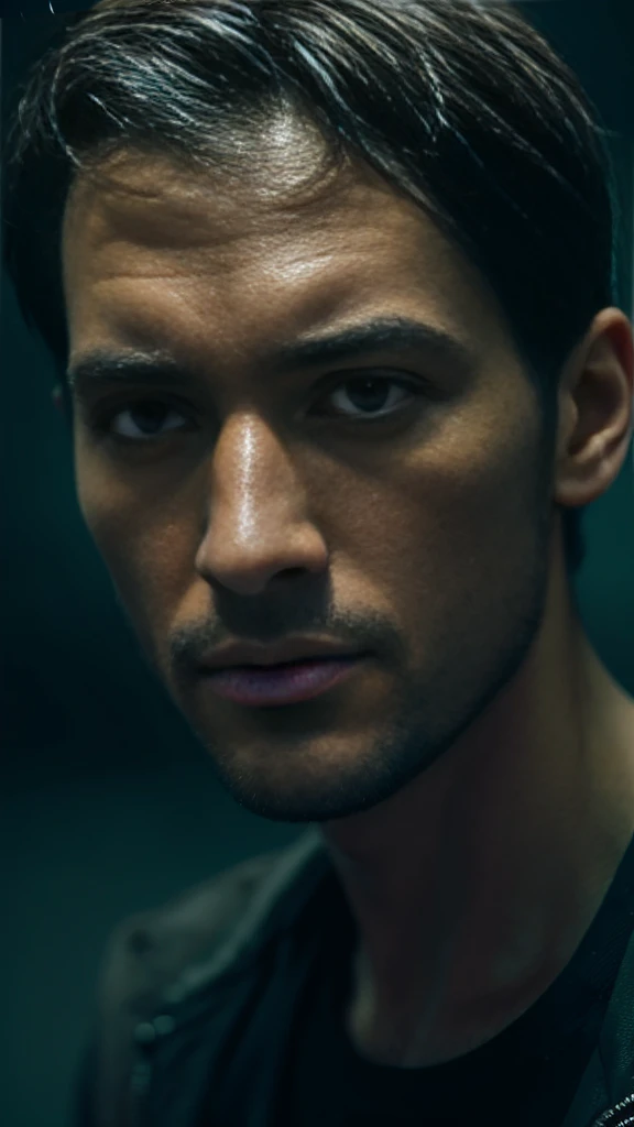 Very realistic man's face in detail, cinematic color, Keep the hand sign