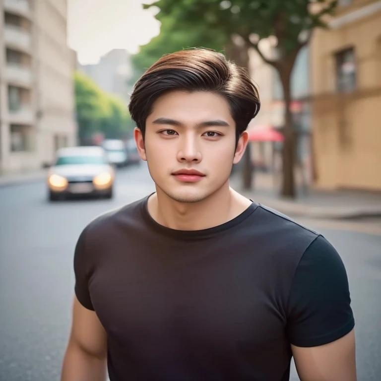 8k images, Shot with a high quality Fuji 45 camera., Pixels, best quality, Masterpiece:1.2), (realistic, photo-realistic: Southeast Asian men with round faces, Mohawk haircut, Open the aperture wide., professional lighting, Sony A7R4, 50 mm sitting lens. 2 Long-haired Southeast Asians with round faces, Warm light, black eyes,abdominal muscles, The body is beautiful and strong., (digital painting, HDR, high contrast), 3d, 8K, 45,000,000 pixcls,,