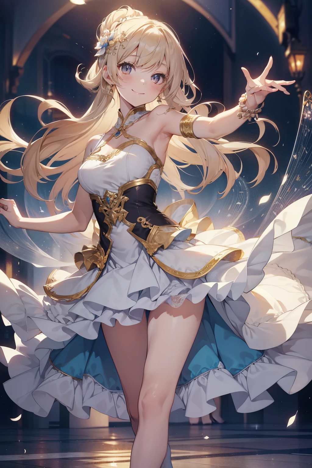masterpiece, best quality, a woman in a white dress and a blue cape is standing, cushart krenz key art feminine, anime goddess, pixiv, pretty female cleric, digital art on pixiv, pixiv style, wlop rossdraws, alphonse mucha and rossdraws, guweiz, top rated on pixiv, rossdraws sakimimichan, crown, ((transparent clothing))), halo, ((female genitalia))), ((pubic area showing))), clothes with visible tips of the breasts, suor, seios salientes das roupas, roupas com barriga pura, sob os seios, constrangedor, blush, show off, decote, crotch shows through, areola see-through, open pubic area, aberta, Pubic area visible