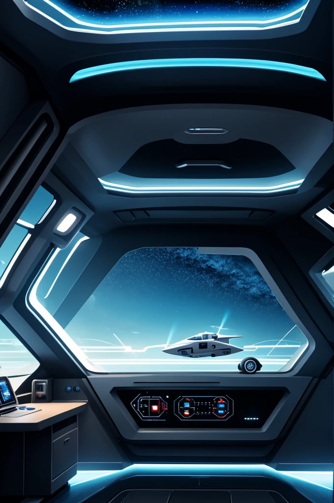 Spaceship showing the unmanned cabin entering an animated alternate universe