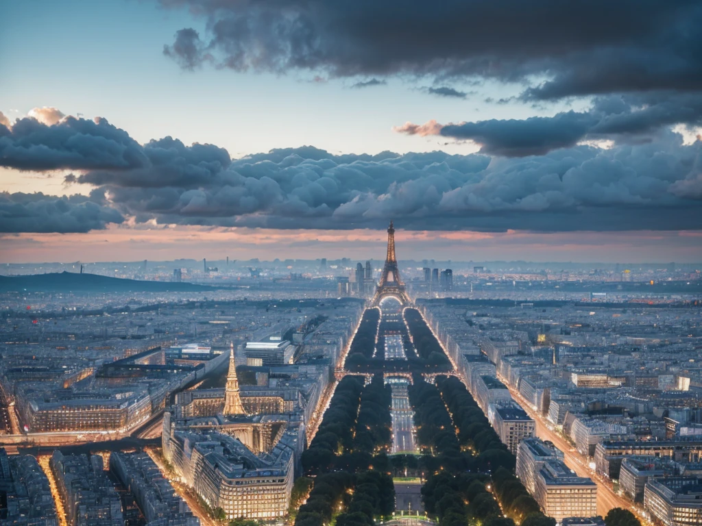 8K HD quality,Realistic scenery,France Paris street cloudy city scenery