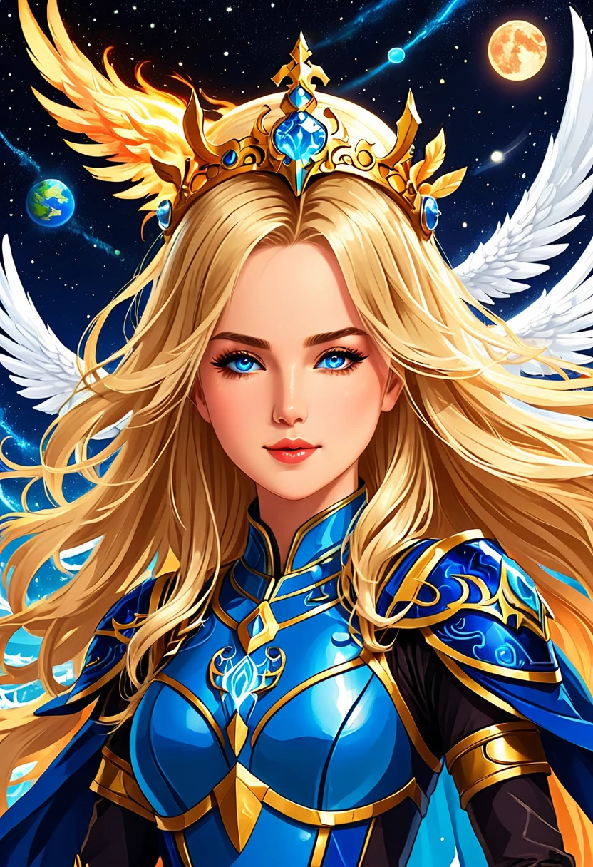 (((masterpiece))),16,000,best quality, illustration, earth, water,fire,wind,space,1 woman,blonde hair,Beautiful Mecca,shining armor,Eagle Helmet,beautiful face,scarf,paper_cut,NSFW