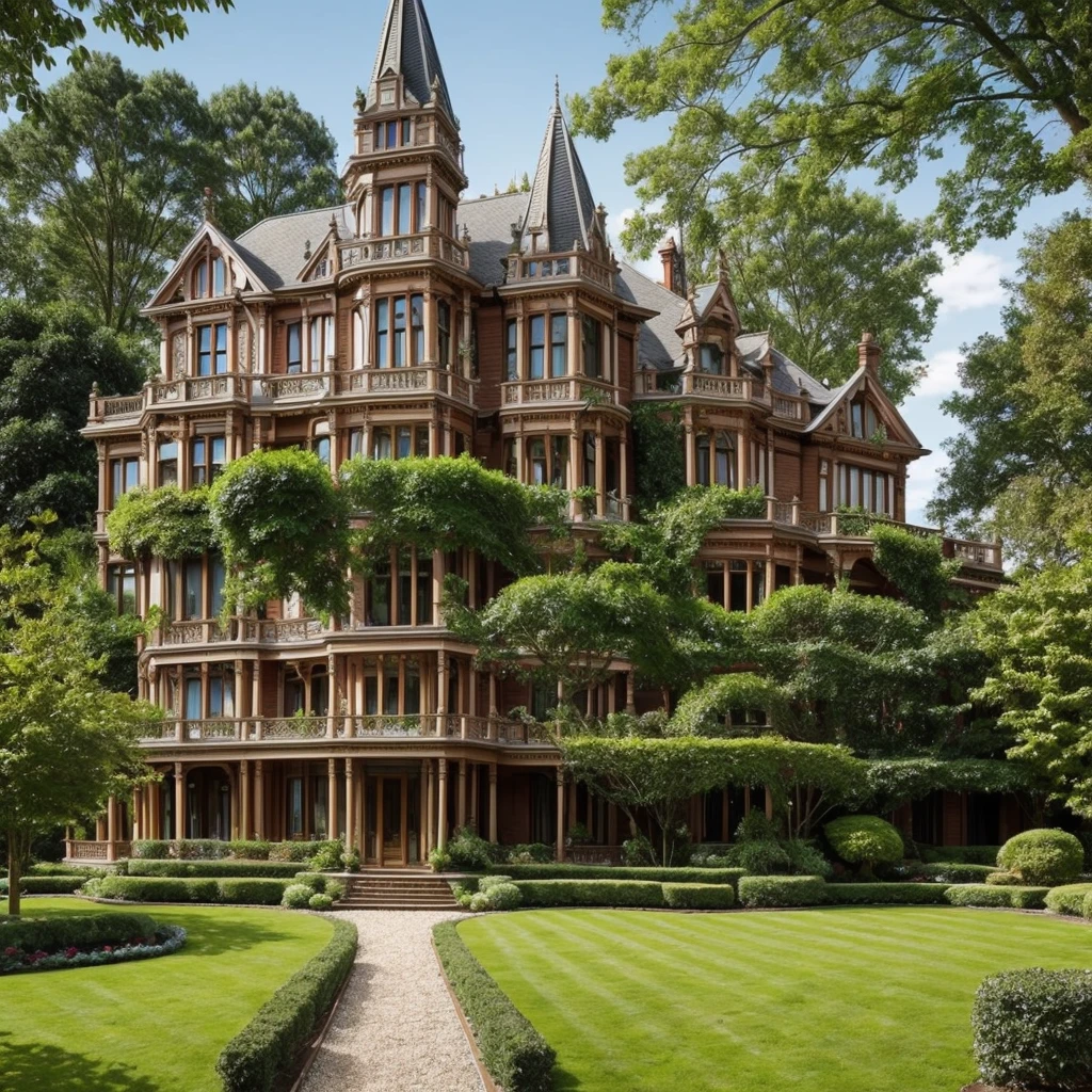 Large Victorian mansion with realistic garden