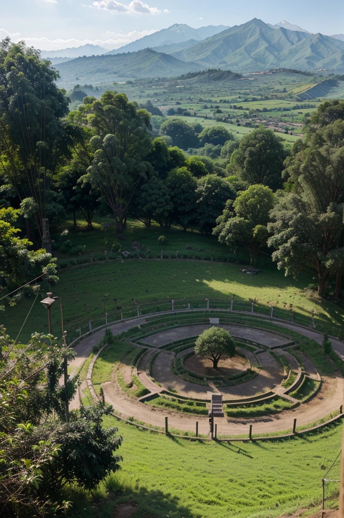 The logo with a village view of shady tree fields and mountains reads KKN MULYOREJO 16 universitas merdeka malang