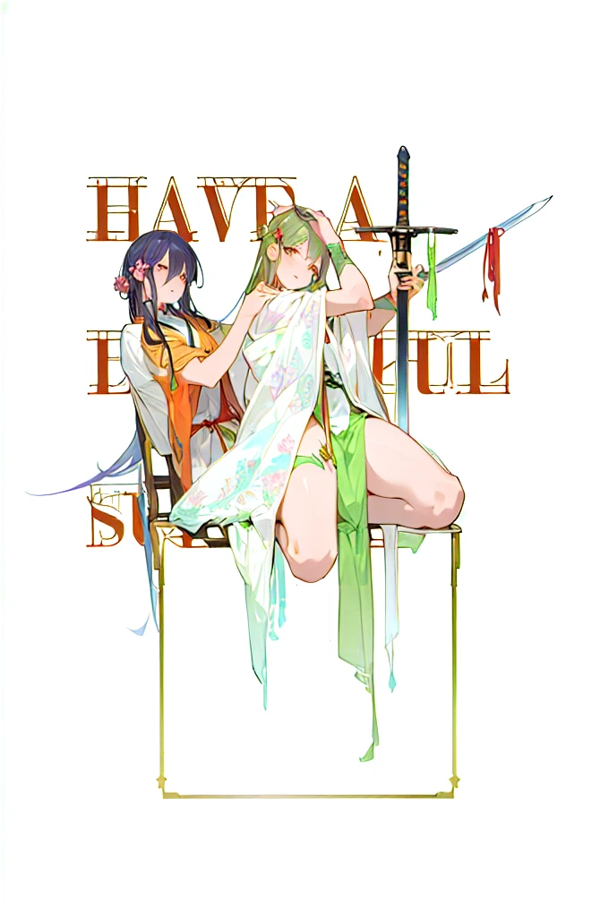 There is a man sitting on a bench,Holding a sword in hand, 一幅beautiful艺术插图, Art cover, Proud, Full color illustrations, high detailed official art works, There is a lot of suspense, Full-color digital illustrations, 性感beautiful梦魇, Cover Illustration, Very detailed and beautiful fan art, official art works, Colorful illustrations, Hannibal, beautiful, High-resolution artwork, beautiful魅魔
