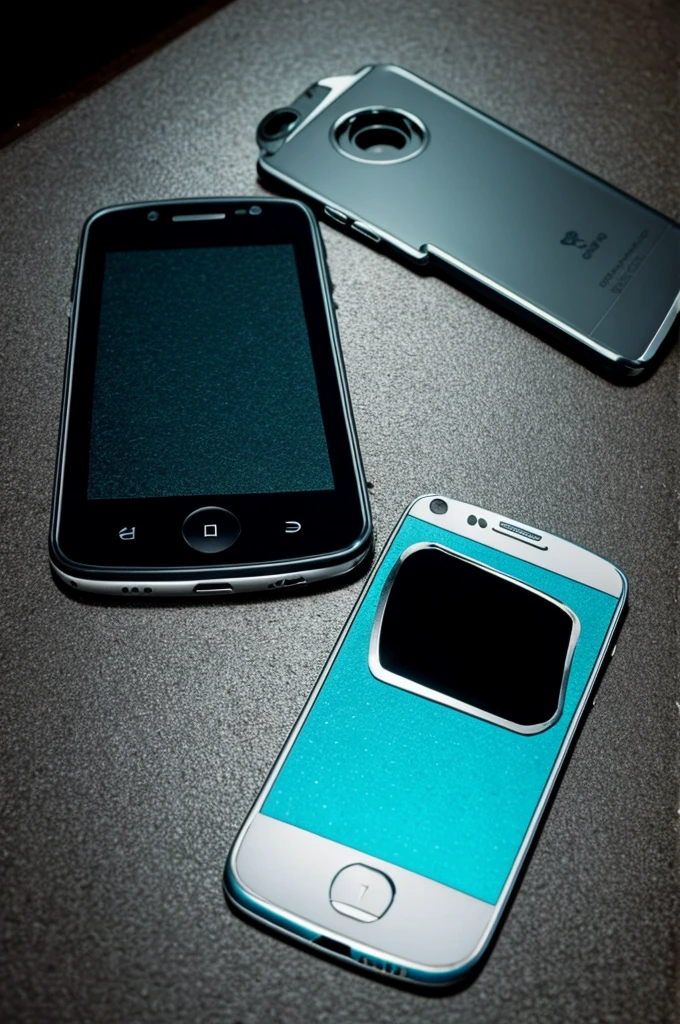 Broken cell phone screen with a hole in the middle