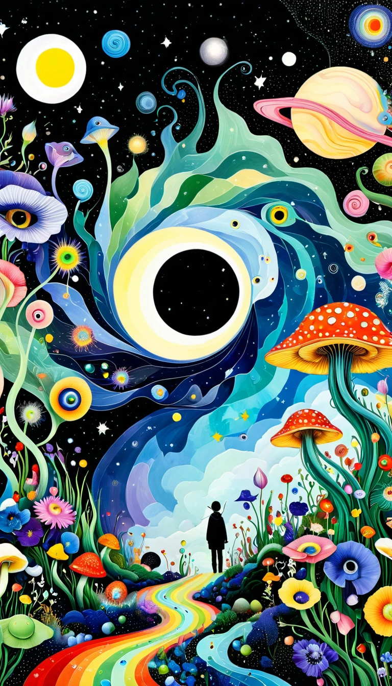 1snails小屋，Artists from the stars，Colorful black，A world of color，Dopamine，A cloud、snails、iris、fish、Tentacles、bird、Eye、diatom，Abstract mosaic painting，Describing the inner world of autistic people，Sense of space，White Space，interesting，Innocence，Psychedelic Art，Black overall