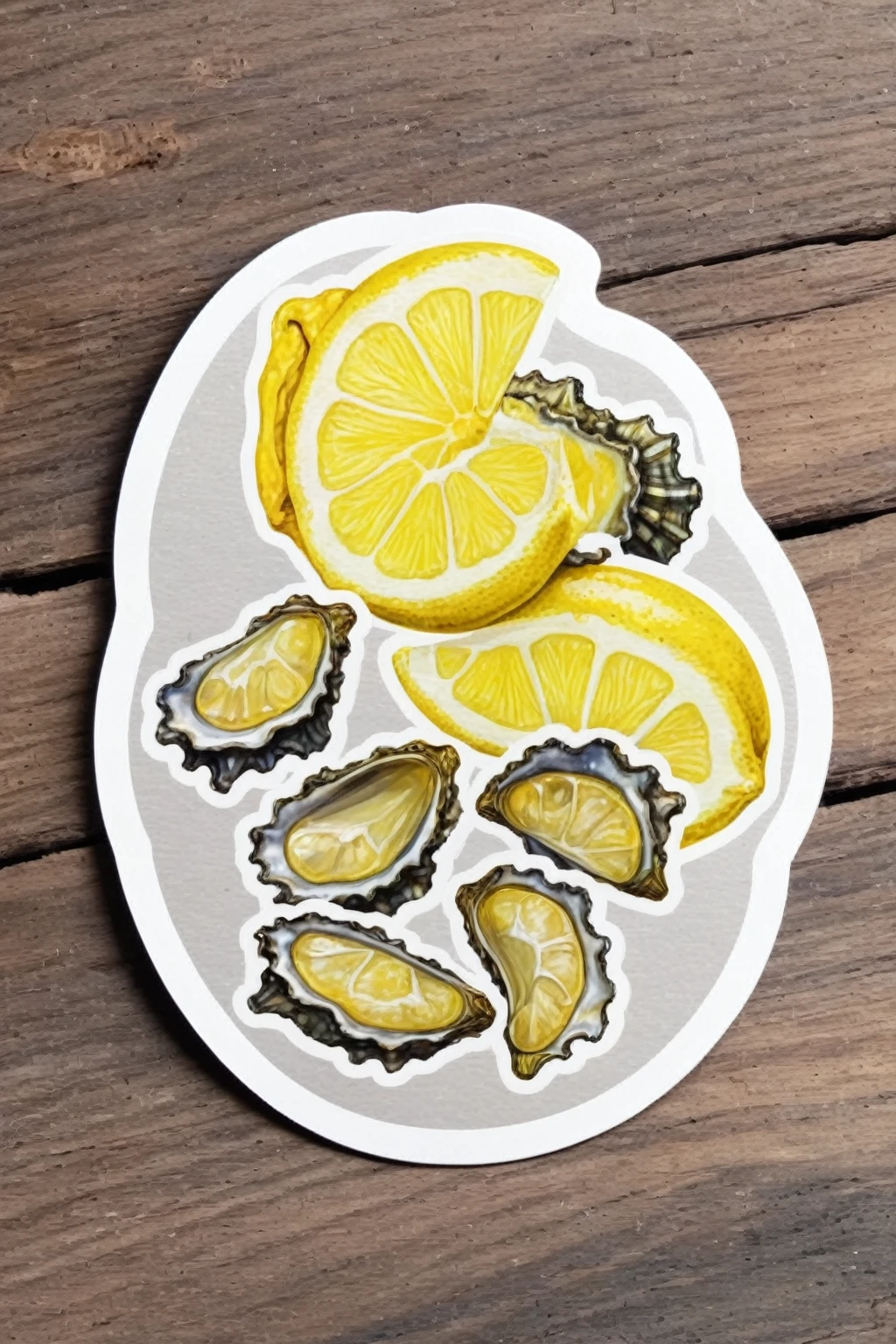 sliced lemon + Oysters + seahorse sticker