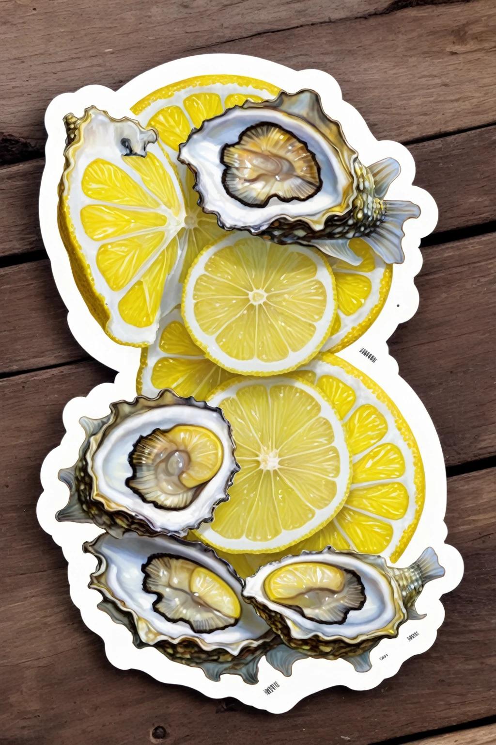 sliced lemon + Oysters + seahorse sticker