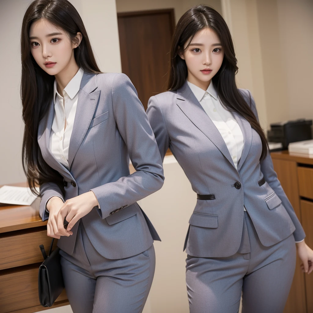 Beauty、BeautyOL、Detailed face、Realistic、beautiful girl、Beauty、Office Lady Uniform、beauty、Beautiful woman、Narrow waist、Handsome woman、Tight pants look、suit、Sexy pose、タイトなsuitパンツ