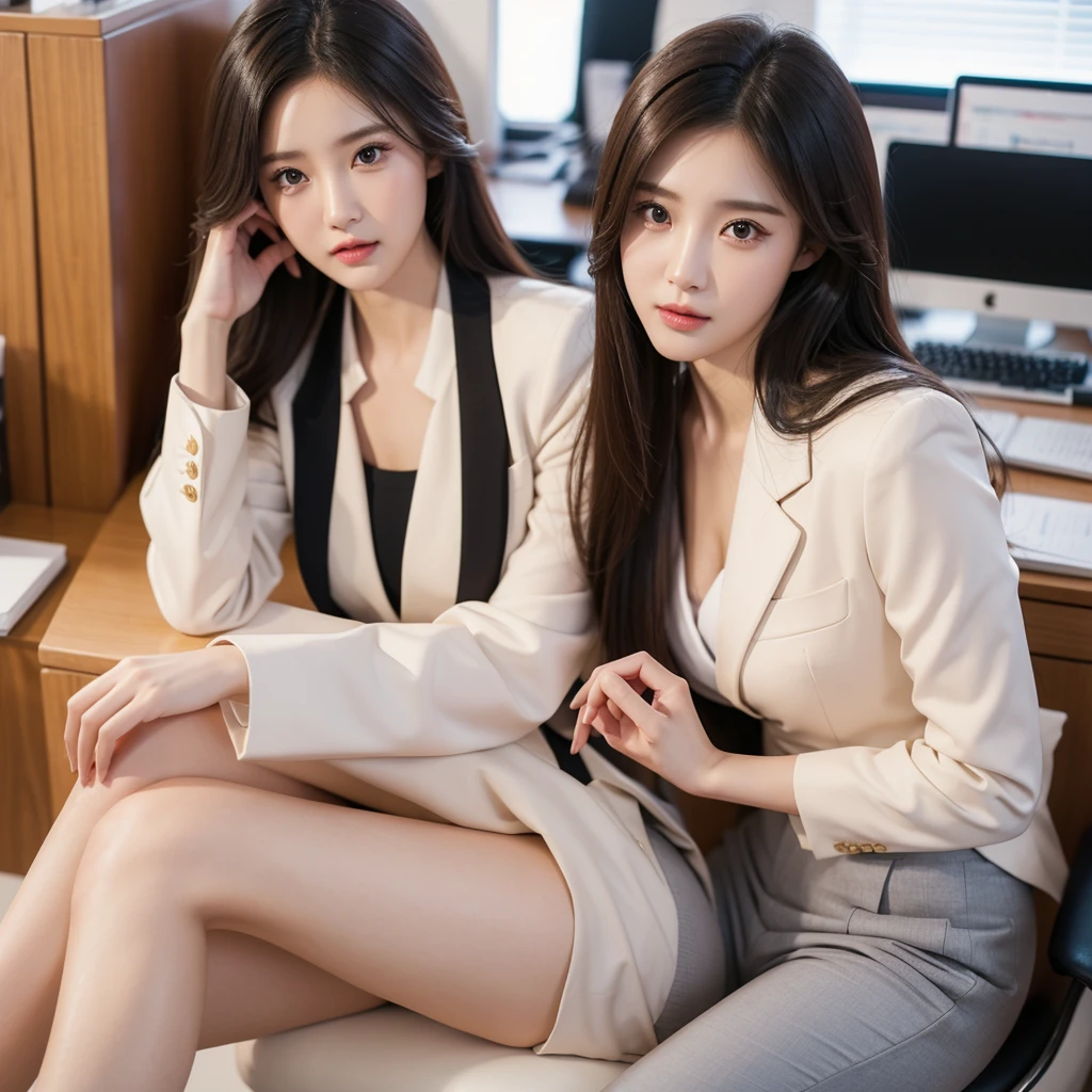 Beauty、BeautyOL、Detailed face、Realistic、beautiful girl、Beauty、Office Lady Uniform、beauty、Beautiful woman、Narrow waist、Handsome woman、Tight pants look、suit、Sexy pose、タイトなsuitパンツ