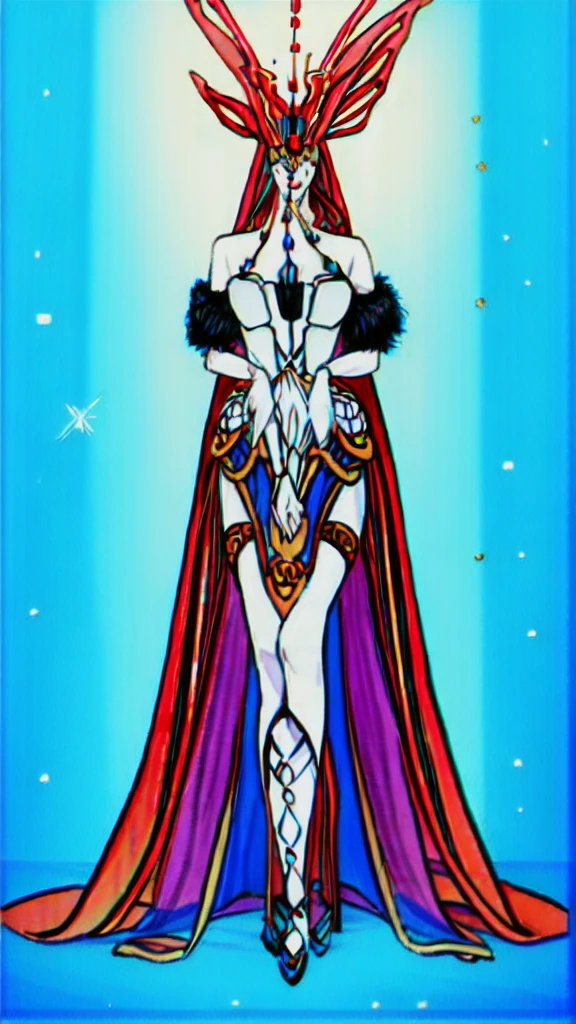 Design a full-body female character in a magnificent costume inspired by vicuñas.

Serena Valdivia, a renowned fashion designer, paid homage to her Peruvian roots by designing a stunning Met Gala costume inspired by the vicuña, Peru's national animal.
The dress, made of luxurious vicuña wool, features intricate embroidery and embellishments that mimic  Peruvian textiles.
The golden bodice adorned with shimmering threads and beads creates a mesmerizing effect, while the flowing skirt resembles the vicuña's graceful movements.
Serena's accessories, including a headpiece inspired by the vicuña's ears and jewelry with traditional Peruvian motifs, complete her look.
With subtle yet elegant makeup, she embodies the spirit of the vicuña, captivating all eyes on the red carpet.