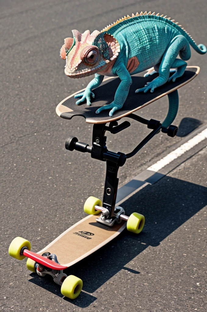 chameleon on skateboard
