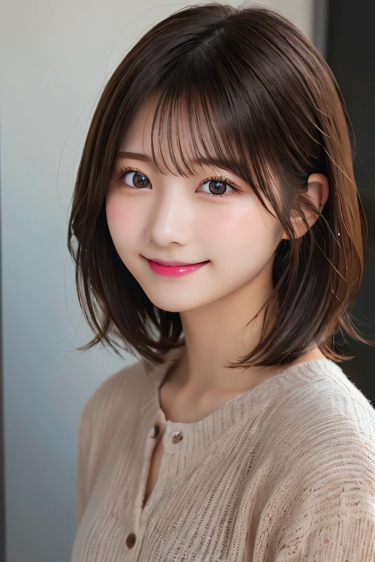Highest quality, (beautiful)、Super delicate eyes、Brown eyes、22-year-old female、Brown Hair、smile、looking at the camera、Semi-short hair、Gal、マイクロビキニ