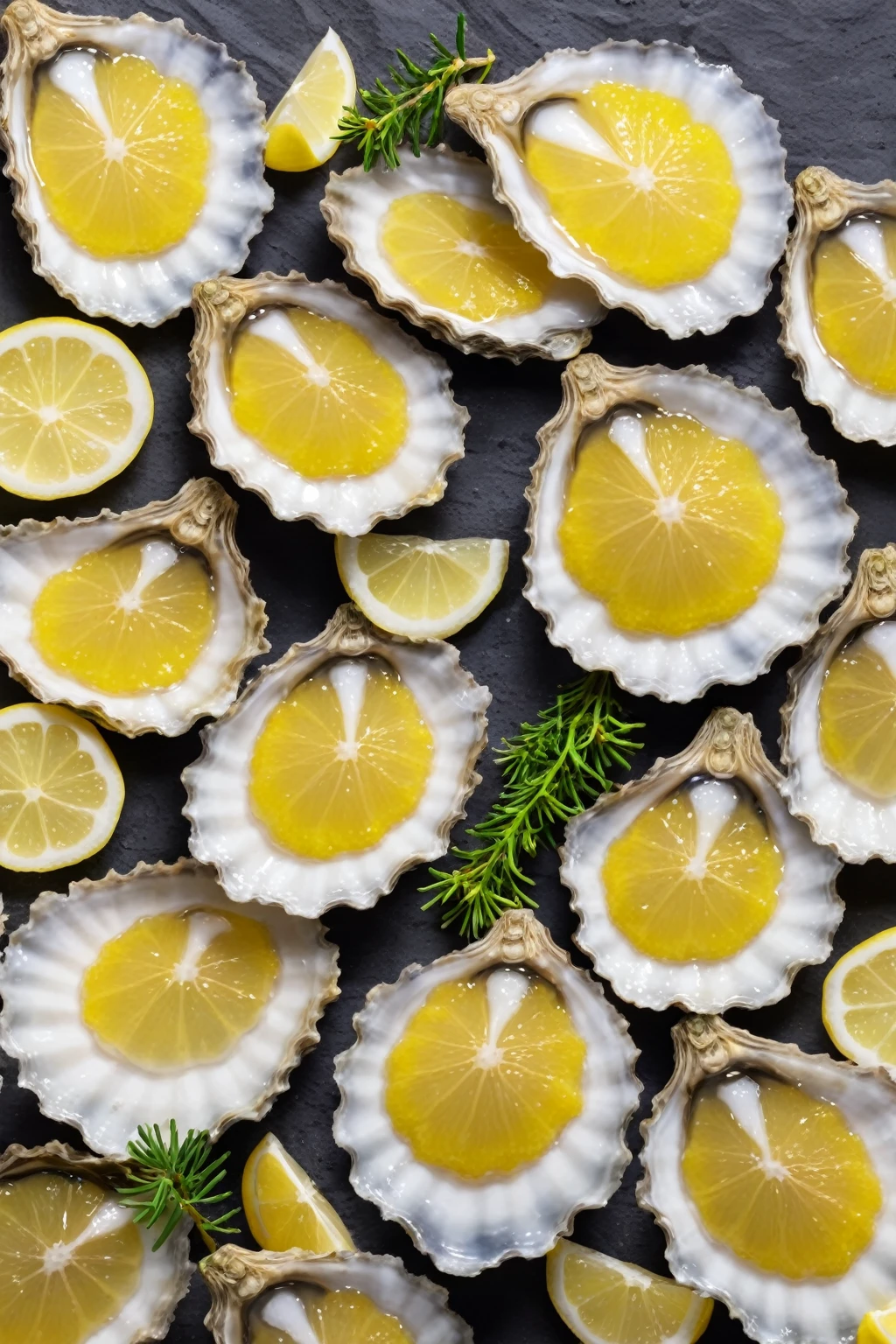 sliced lemon + 1 self-adhesive oyster