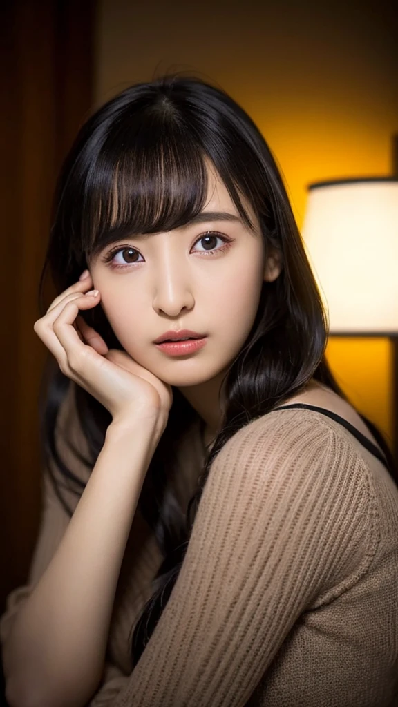 20-year-old, 8K, RAW Portrait (Japanese Girls), photo Realistic, Ultra-high resolution, Highest quality, Actual photo , dramatic, Atmospheric, Realistic,
One girl, a very beautiful Japanese Girls, Glamorous shot of a girl, Textured skin, , lips,
Big and beautiful eyes, , Beautifully detailed nose, sweater,Big Breasts,
View your viewers,