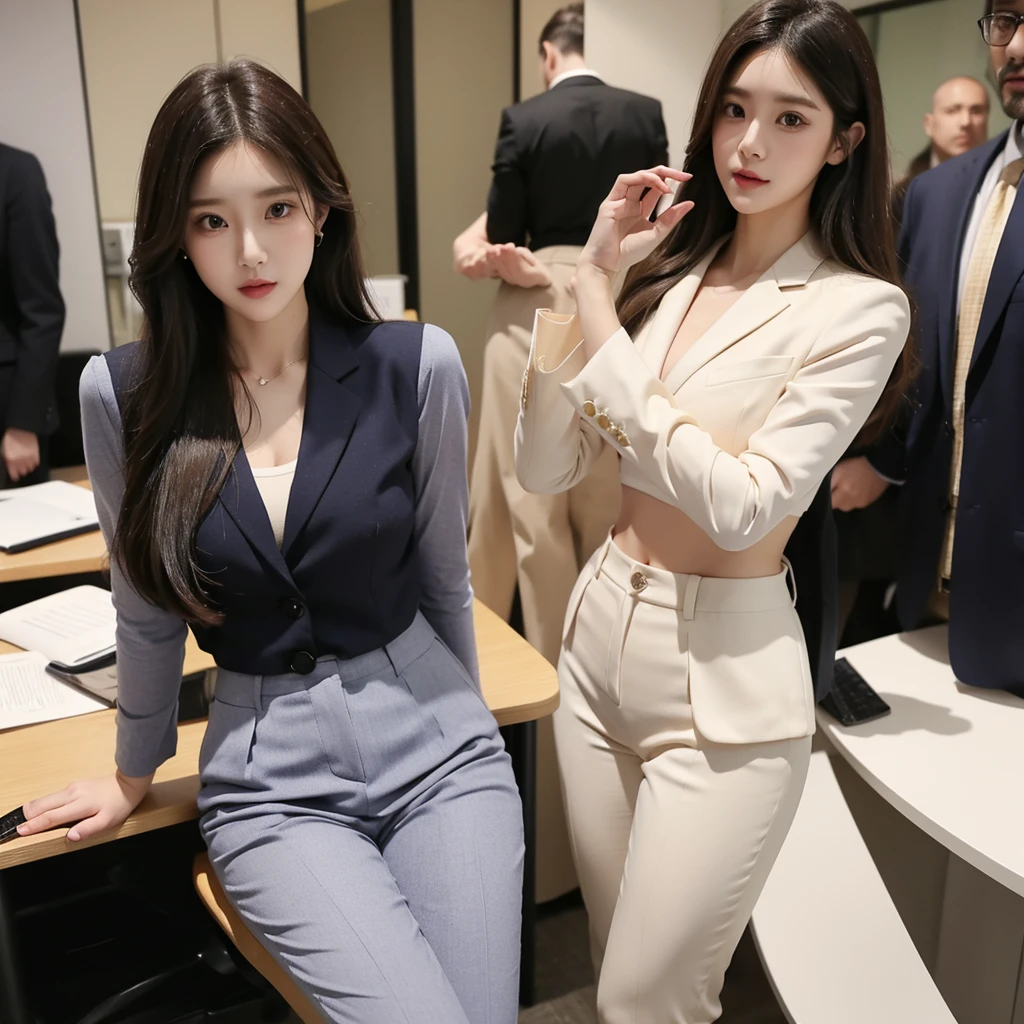 Beauty、BeautyOL、Detailed face、Realistic、beautiful girl、Beauty、Office Lady Uniform、beauty、Beautiful woman、Narrow waist、Handsome woman、Tight pants look、suit、Sexy pose、タイトなsuitパンツ、